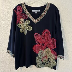 Samantha Grey Floral Pattern Women’s Blouse